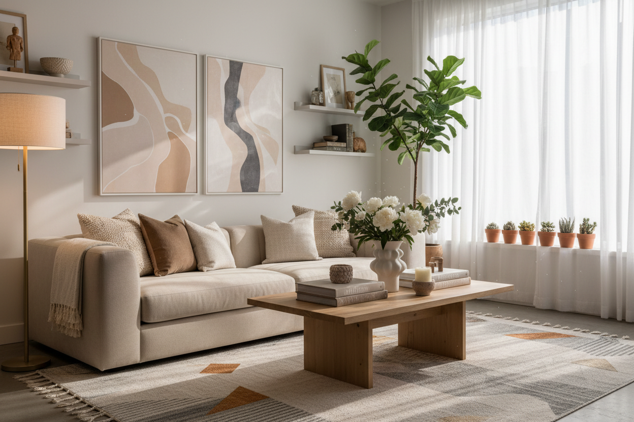 asthetic living room with home decor